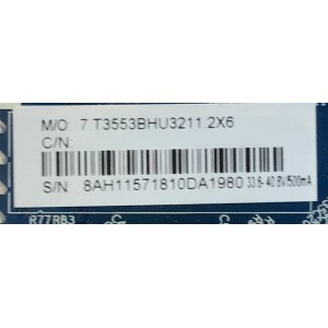 MAIN FUENTE PARA TV ELEMENT  / NUMERO DE PARTE 8AH1157 / CV3553BH-U32 / 8AH11571810DA1980 / T3553BHU3211 / MODELO ELEFW328C